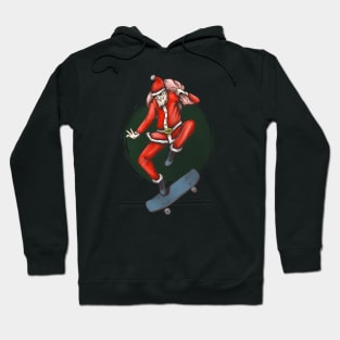 Cool skateboarding Santa Hoodie